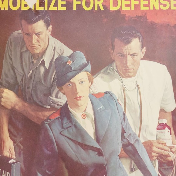 1951 WWII Mobilize for Defense Red Cross War Fund Poster Original - Picture 6 of 9